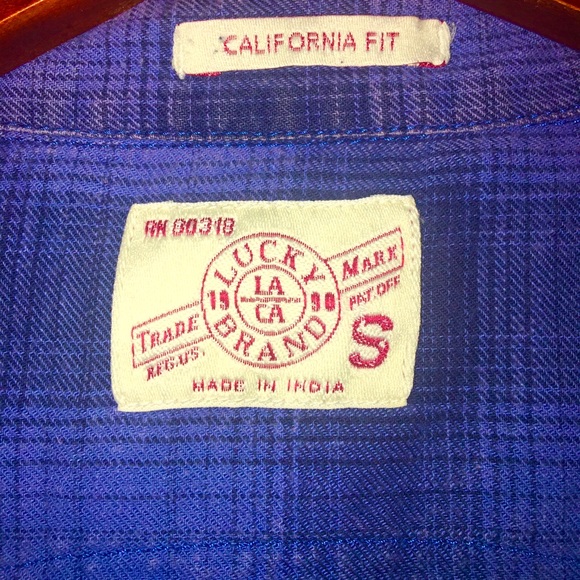 Lucky Brand Blue California Fit Long-Sleeve Button-Up Flannel Western Shirt - Picture 2 of 3